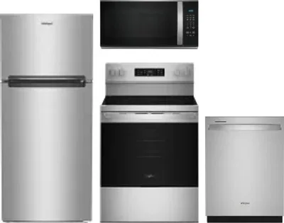 4 Piece Package Includes Refrigerator, Range, Microwave And Dishwasher