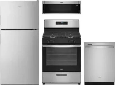 4 Piece Package Includes Refrigerator, Range, Microwave And Dishwasher