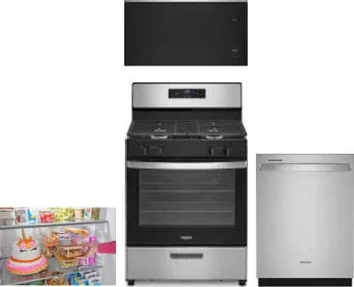 4 Piece Package Includes Refrigerator, Range, Microwave And Dishwasher