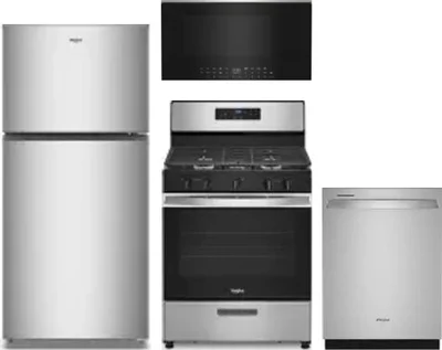 4 Piece Package Includes Refrigerator, Range, Microwave And Dishwasher