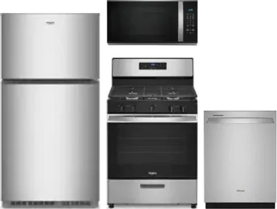 4 Piece Package Includes Refrigerator, Range, Microwave And Dishwasher