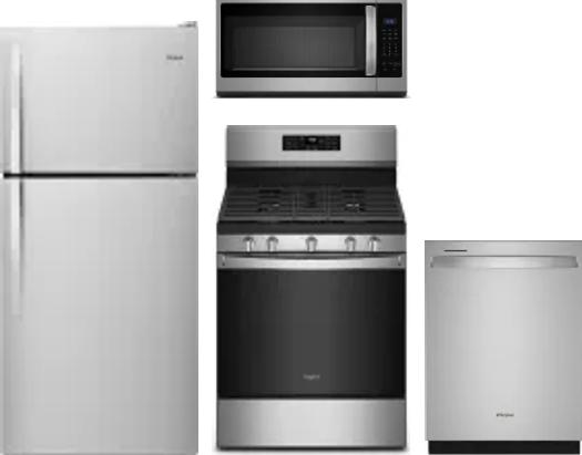 4 Piece Package Includes Refrigerator, Range, Microwave And Dishwasher