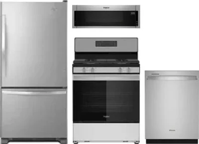 4 Piece Package Includes Refrigerator, Range, Microwave And Dishwasher