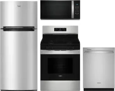 4 Piece Package Includes Refrigerator, Range, Microwave And Dishwasher