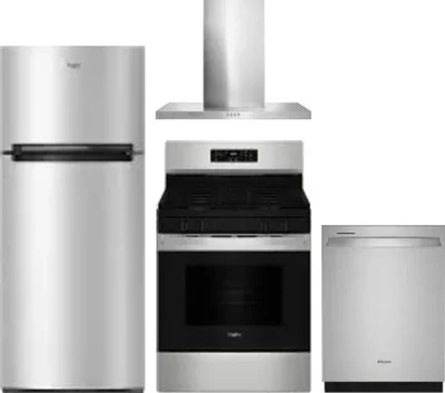 4 Piece Package Includes Refrigerator, Range, Hood And Dishwasher