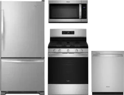 4 Piece Package Includes Refrigerator, Range, Microwave And Dishwasher