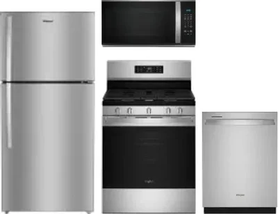 4 Piece Package Includes Refrigerator, Range, Microwave And Dishwasher