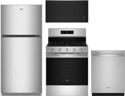 4 Piece Package Includes Refrigerator, Range, Microwave And Dishwasher