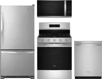 4 Piece Package Includes Refrigerator, Range, Microwave And Dishwasher