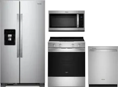 4 Piece Package Includes Refrigerator, Range, Microwave And Dishwasher