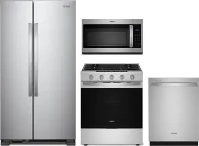 4 Piece Package Includes Refrigerator, Range, Microwave And Dishwasher