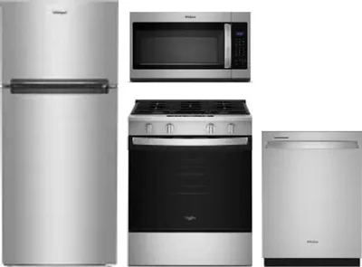 4 Piece Package Includes Refrigerator, Range, Microwave And Dishwasher