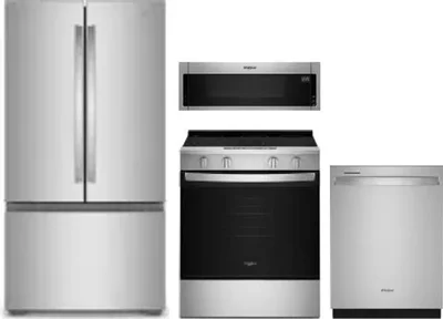 4 Piece Package Includes Refrigerator, Range, Microwave And Dishwasher