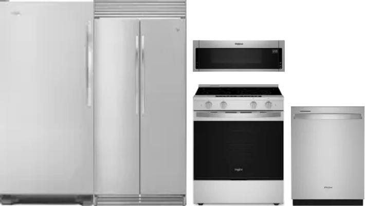 5 Piece Package Includes Refrigerator, Freezer, Range, Microwave And Dishwasher