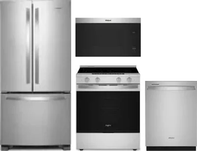 4 Piece Package Includes Refrigerator, Range, Microwave And Dishwasher