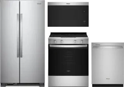 4 Piece Package Includes Refrigerator, Range, Microwave And Dishwasher