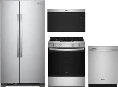 4 Piece Package Includes Refrigerator, Range, Microwave And Dishwasher