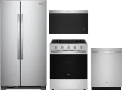 4 Piece Package Includes Refrigerator, Range, Microwave And Dishwasher