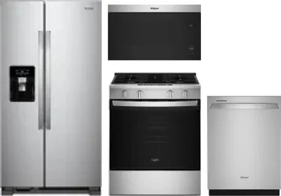 4 Piece Package Includes Refrigerator, Range, Microwave And Dishwasher