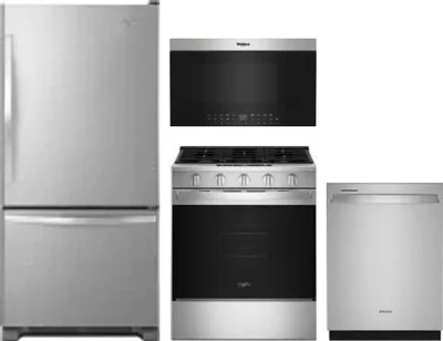 4 Piece Package Includes Refrigerator, Range, Microwave And Dishwasher