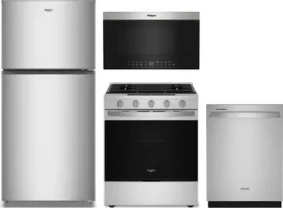 4 Piece Package Includes Refrigerator, Range, Microwave And Dishwasher