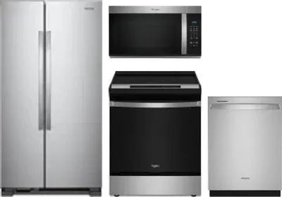 4 Piece Package Includes Refrigerator, Range, Microwave And Dishwasher