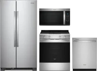 4 Piece Package Includes Refrigerator, Range, Microwave And Dishwasher