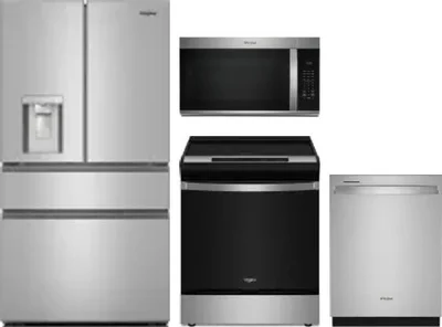 4 Piece Package Includes Refrigerator, Range, Microwave And Dishwasher
