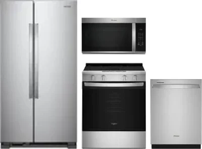 4 Piece Package Includes Refrigerator, Range, Microwave And Dishwasher