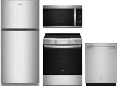 4 Piece Package Includes Refrigerator, Range, Microwave And Dishwasher