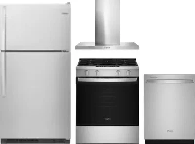 4 Piece Package Includes Refrigerator, Range, Hood And Dishwasher