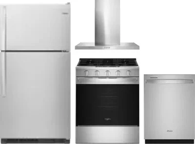 4 Piece Package Includes Refrigerator, Range, Hood And Dishwasher