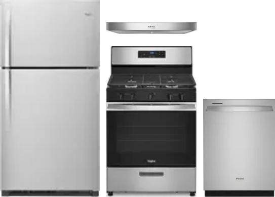 4 Piece Package Includes Refrigerator, Range, Hood And Dishwasher