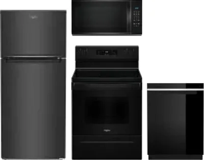 4 Piece Package Includes Refrigerator, Range, Microwave And Dishwasher