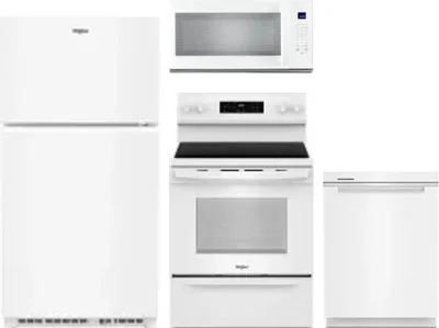 4 Piece Package Includes Refrigerator, Range, Microwave And Dishwasher