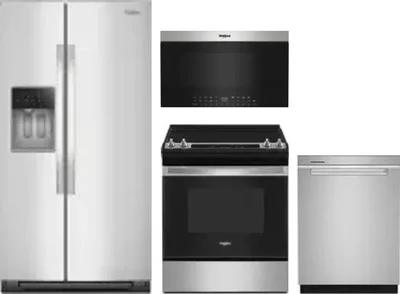 4 Piece Package Includes Refrigerator, Range, Microwave And Dishwasher