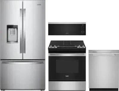 4 Piece Package Includes Refrigerator, Range, Microwave And Dishwasher