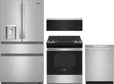 4 Piece Package Includes Refrigerator, Range, Microwave And Dishwasher