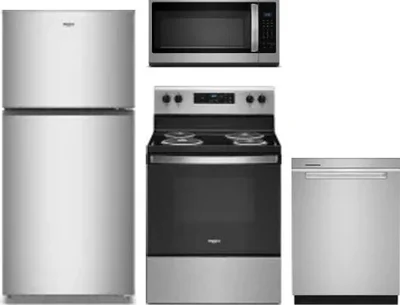 4 Piece Package Includes Refrigerator, Range, Microwave And Dishwasher