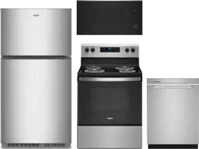 4 Piece Package Includes Refrigerator, Range, Microwave And Dishwasher