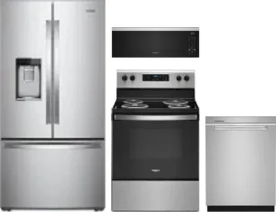 4 Piece Package Includes Refrigerator, Range, Microwave And Dishwasher