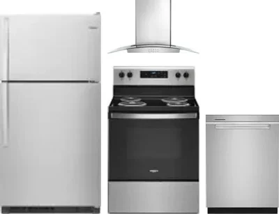4 Piece Package Includes Refrigerator, Range, Hood And Dishwasher