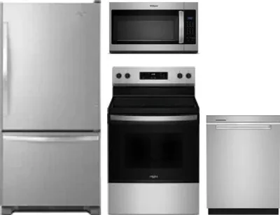 4 Piece Package Includes Refrigerator, Range, Microwave And Dishwasher