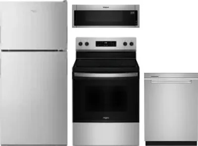 4 Piece Package Includes Refrigerator, Range, Microwave And Dishwasher