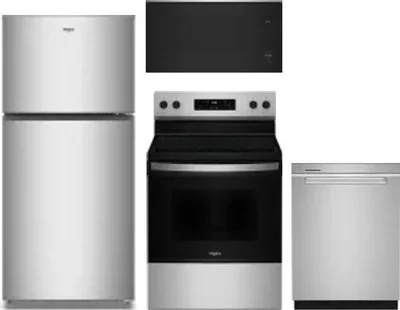 4 Piece Package Includes Refrigerator, Range, Microwave And Dishwasher