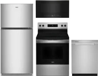 4 Piece Package Includes Refrigerator, Range, Microwave And Dishwasher