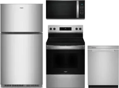4 Piece Package Includes Refrigerator, Range, Microwave And Dishwasher