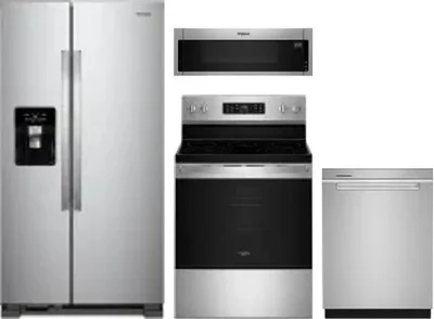 4 Piece Package Includes Refrigerator, Range, Microwave And Dishwasher