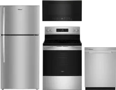4 Piece Package Includes Refrigerator, Range, Microwave And Dishwasher