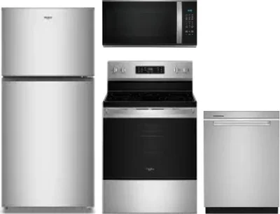 4 Piece Package Includes Refrigerator, Range, Microwave And Dishwasher